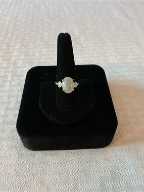 Natural Rainbow Moonstone Vintage Silver Tone Ring